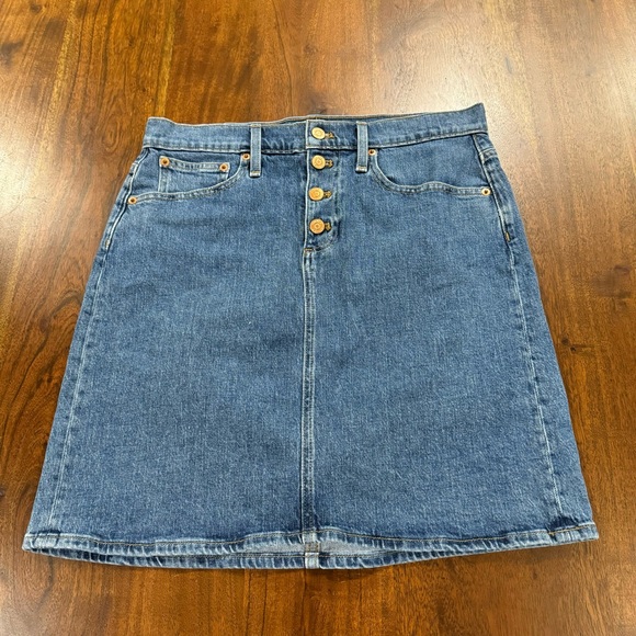 J. Crew Button Front Denim Jean Mini Skirt Size 28 - Picture 2 of 10